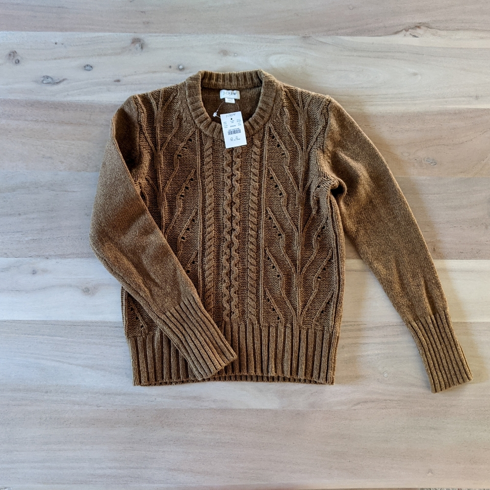 New! J. Crew Women’s Wool Camel Cable Knit Sweater